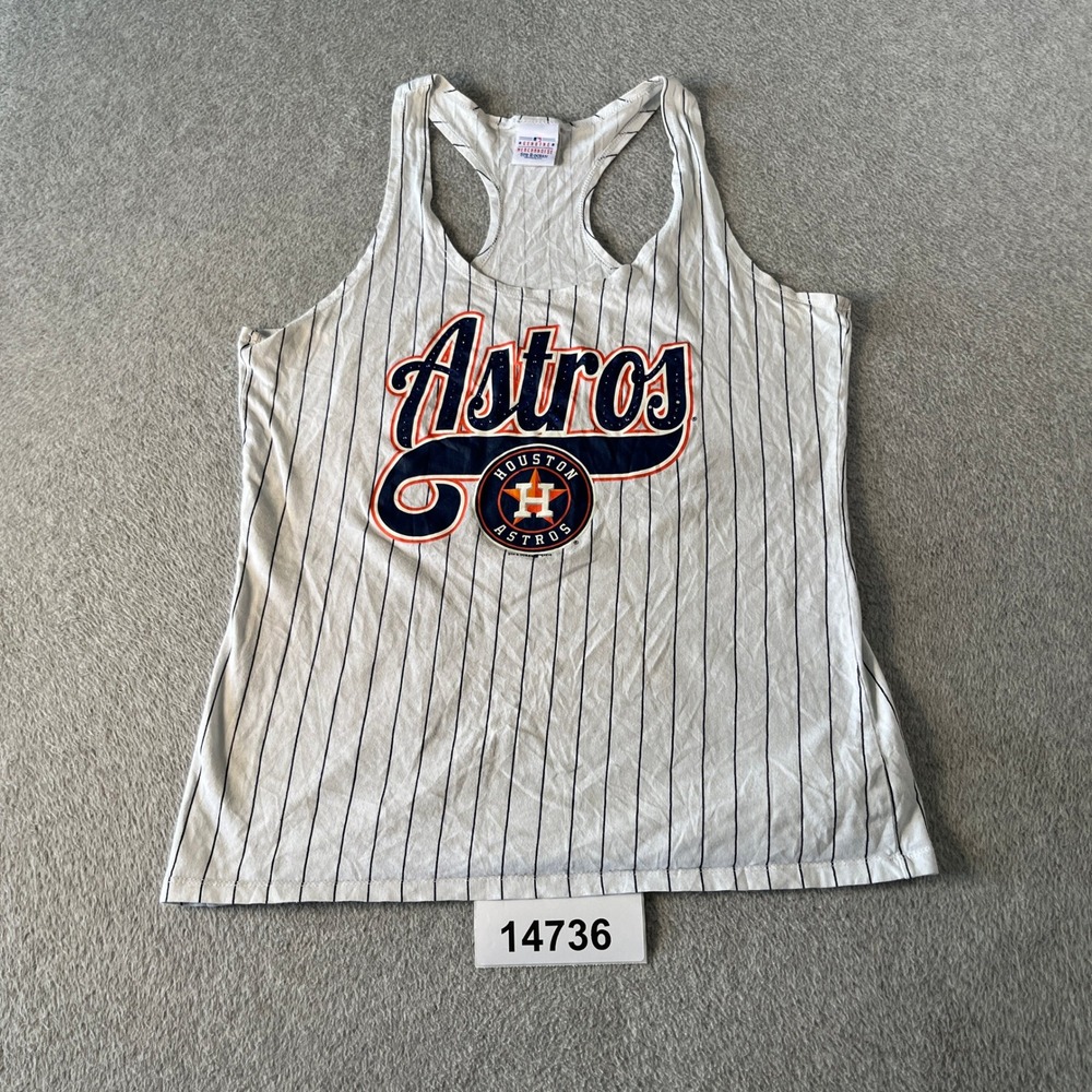 Genuine Merchandise Houston Astros Tank Top Womens L White Pinstripe